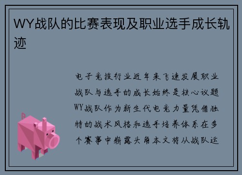 WY战队的比赛表现及职业选手成长轨迹